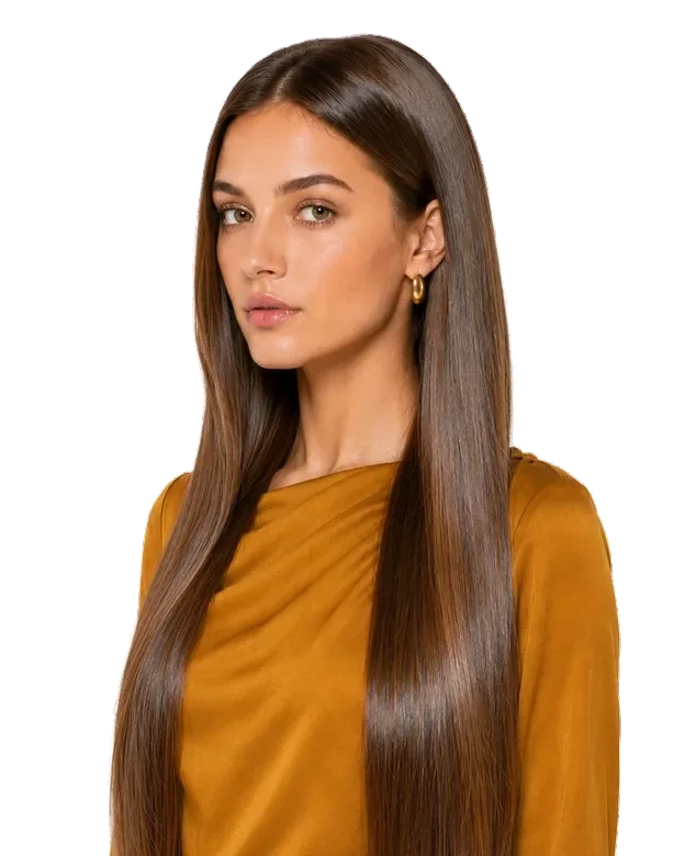 Cabello largo restaurado, liso y con brillo