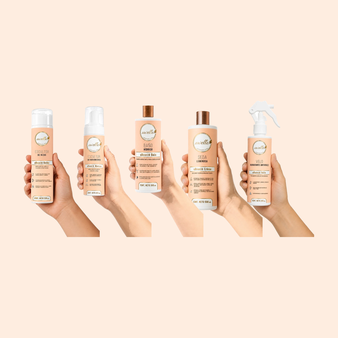uBouclé · Ritual completo: Bain, Crème, Voile, Gelée y Mousse