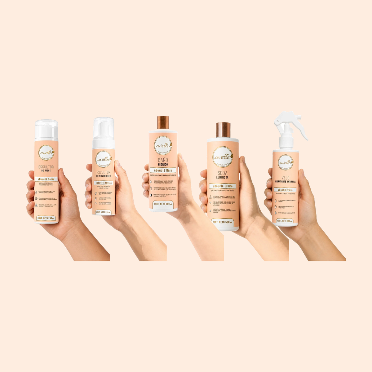 uBouclé · Ritual completo: Bain, Crème, Voile, Gelée y Mousse