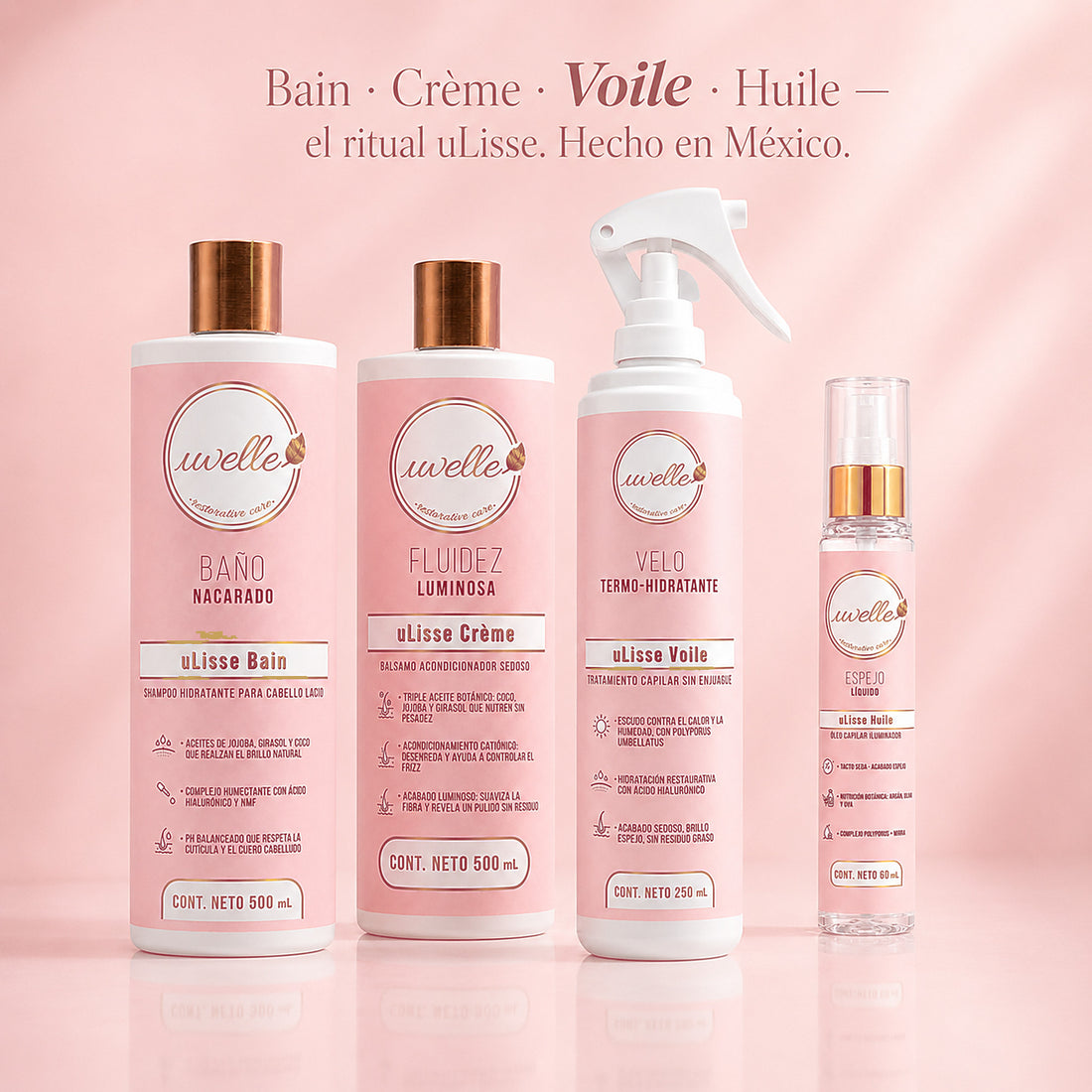 Ritual uLisse hecho en México: uLisse Bain, uLisse Crème, uLisse Voile y uLisse Huile