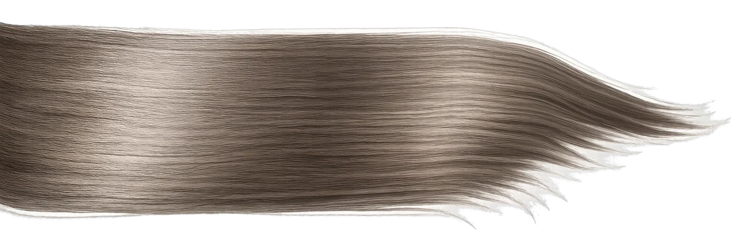 Mechón de cabello lacio, liso y con brillo, visto de cerca